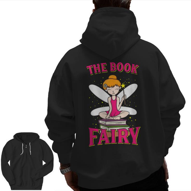 The Book Fairy Reading Teacher Librarian T-Shirt Men Zip Up Hoodie Back Print