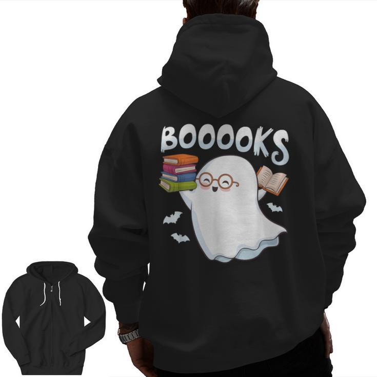 Books Halloween Librarian Teacher Reader Reading Book Lover Men Zip Up Hoodie Back Print