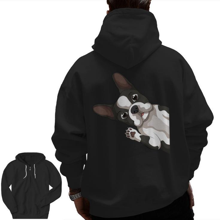 Boston Terrier Bostie Dog Kids Boys Girls Men Zip Up Hoodie Back Print