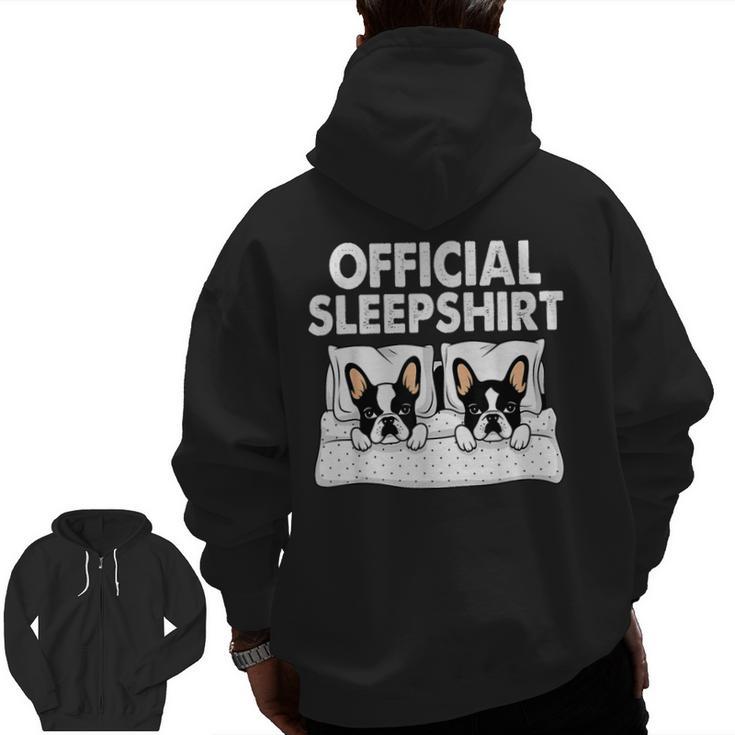 Boston Terrier Dog Official Sleep Pajamas Nightgown Men Zip Up Hoodie Back Print