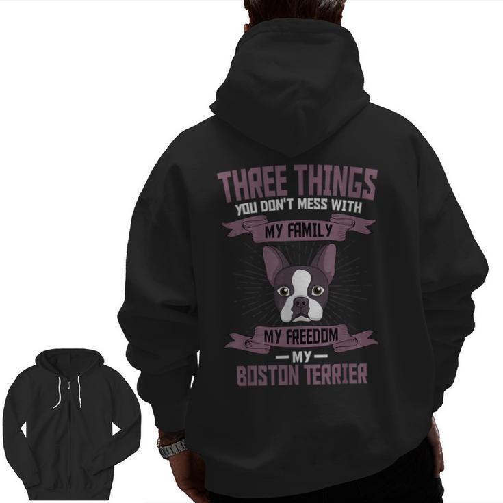 Boston Terrier Don't Mess With American Gentleman Dog Lover Men Zip Up Hoodie Back Print
