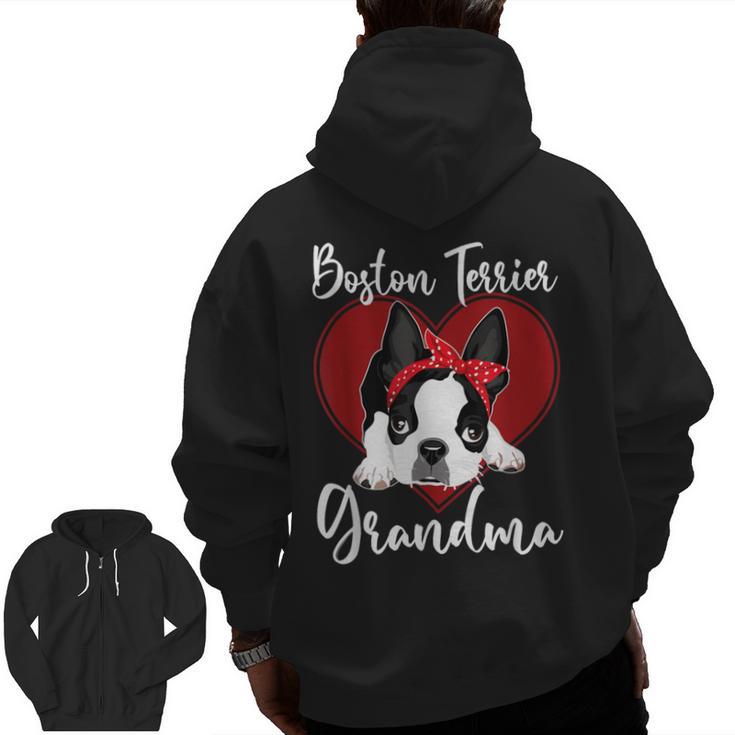 Boston Terrier Grandma Dog Owner Boston Terrier For Men Women Men Zip Up Hoodie Back Print