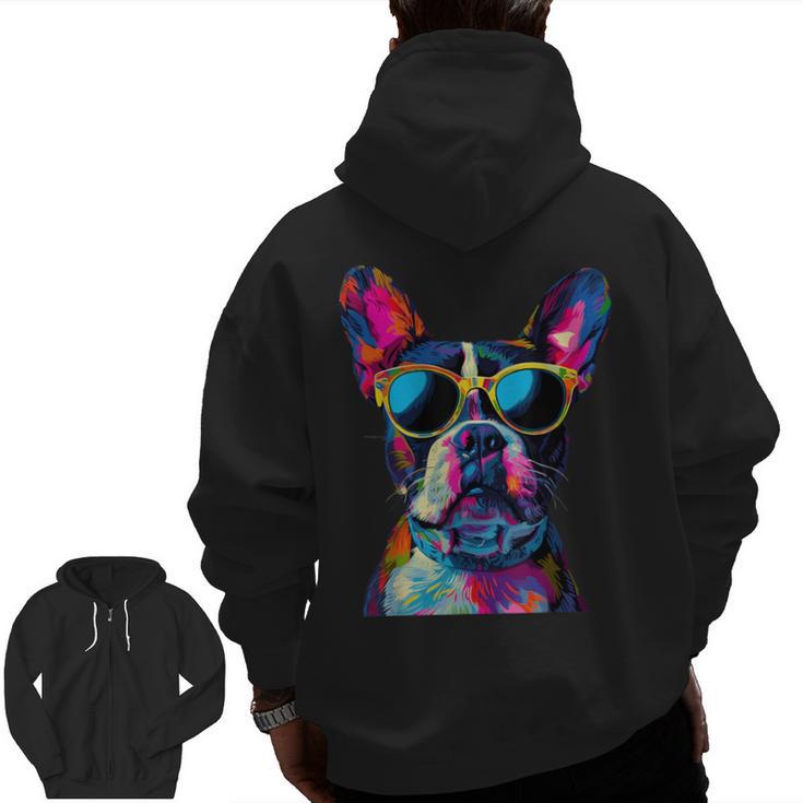 Boston Terrier Lovers Pop Art Boston Terrier Men Zip Up Hoodie Back Print