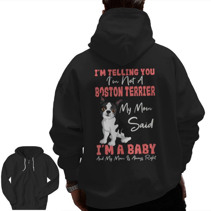 Boston Terrier Mom American Gentleman Dog Lover Mother's Day Men Zip Up Hoodie Back Print