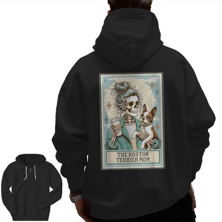Boston Terrier Mom Skeleton Tarot Card Witch Vibes Dog Mom Men Zip Up Hoodie Back Print