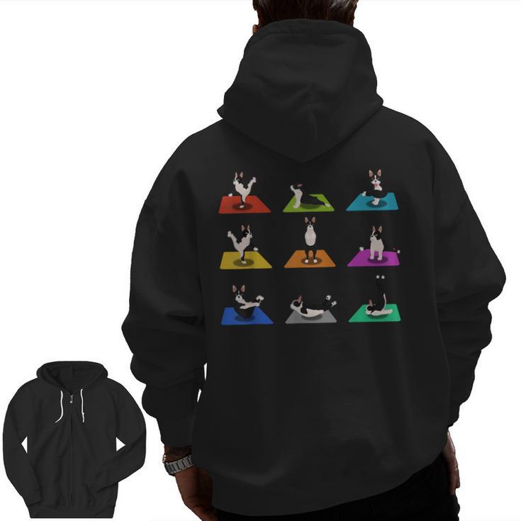 Boston Terriers Yoga Asana Pose And Meditation Men Zip Up Hoodie Back Print, trending gift