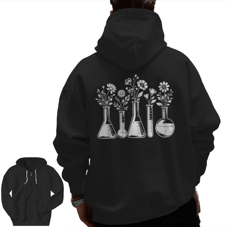Botanical Beaker Science Teacher Floral Chemistry Lab Week Men Zip Up Hoodie Back Print