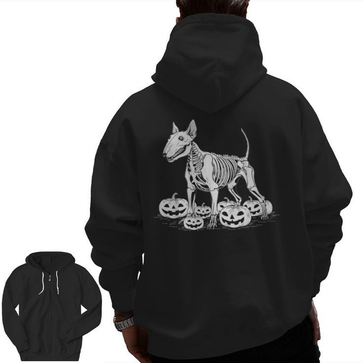 Bull Terrier Skeleton Birthday Halloween Kids Men Zip Up Hoodie Back Print