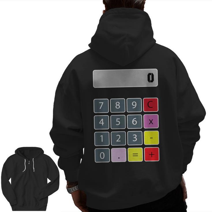 Calculator Math Teacher Halloween Costumes Women Men Adults Men Zip Up Hoodie Back Print