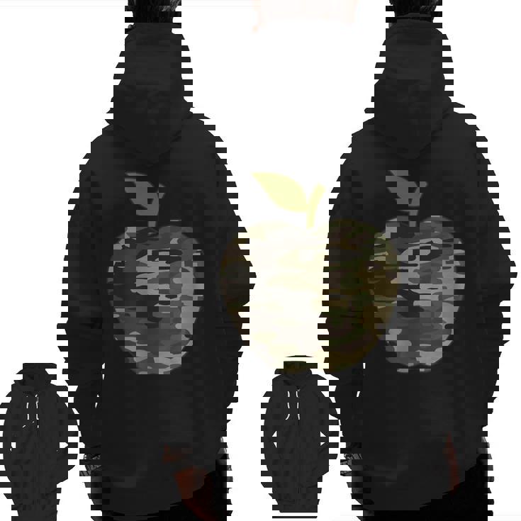 Camo Apple Camouflage Clothing School Student Camo Teacher Men Women Kids Men Zip Up Hoodie Back Print