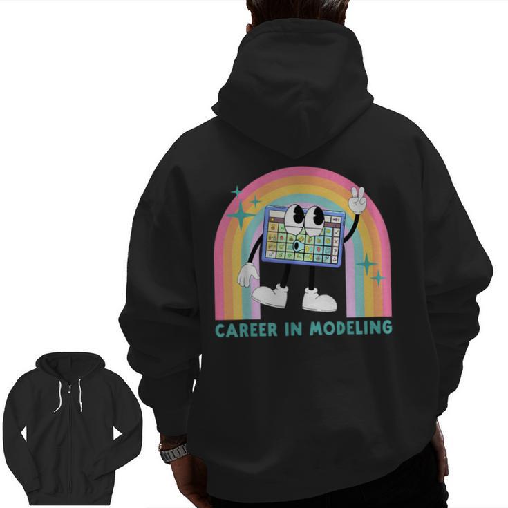 Career In Modeling AAC Teacher SLP SPED Communication Autism Men Zip Up Hoodie Back Print