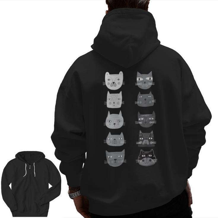 Cat Themed Artist Value Scale Educational Art Teacher Men Zip Up Hoodie Back Print