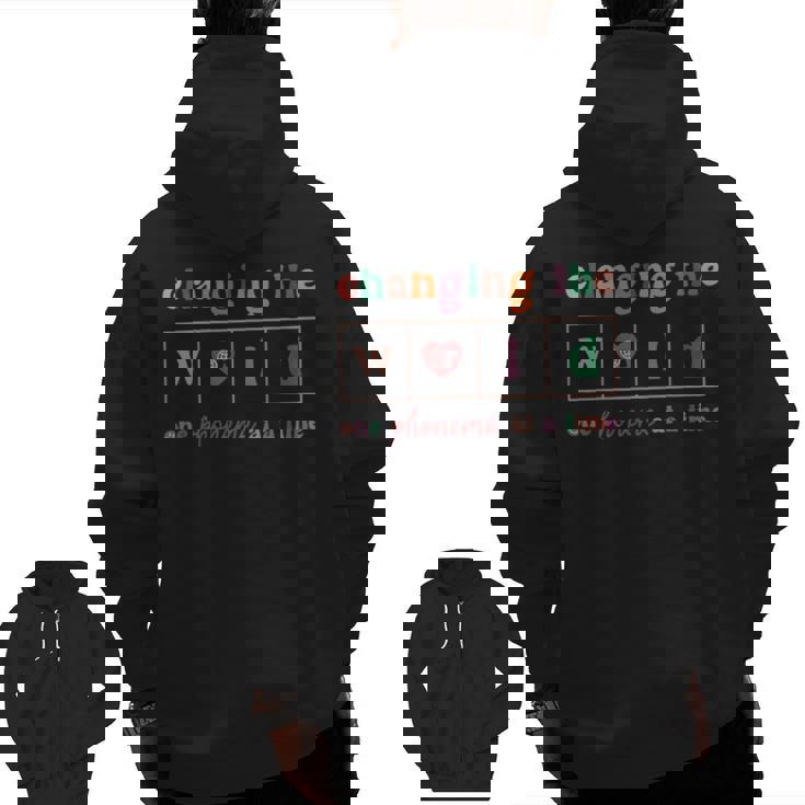 Changing The World One Phoneme At a Time Phonics Teacher Men Women Girls Kids Men Zip Up Hoodie Back Print