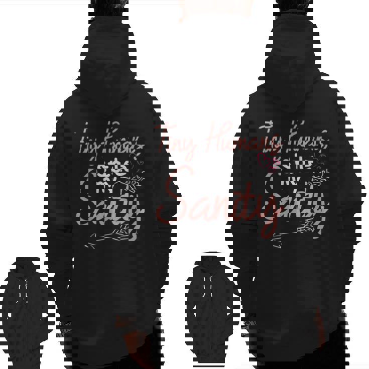 Childcare Provider Daycare Teacher Stole My Sanity Men Zip Up Hoodie Back Print