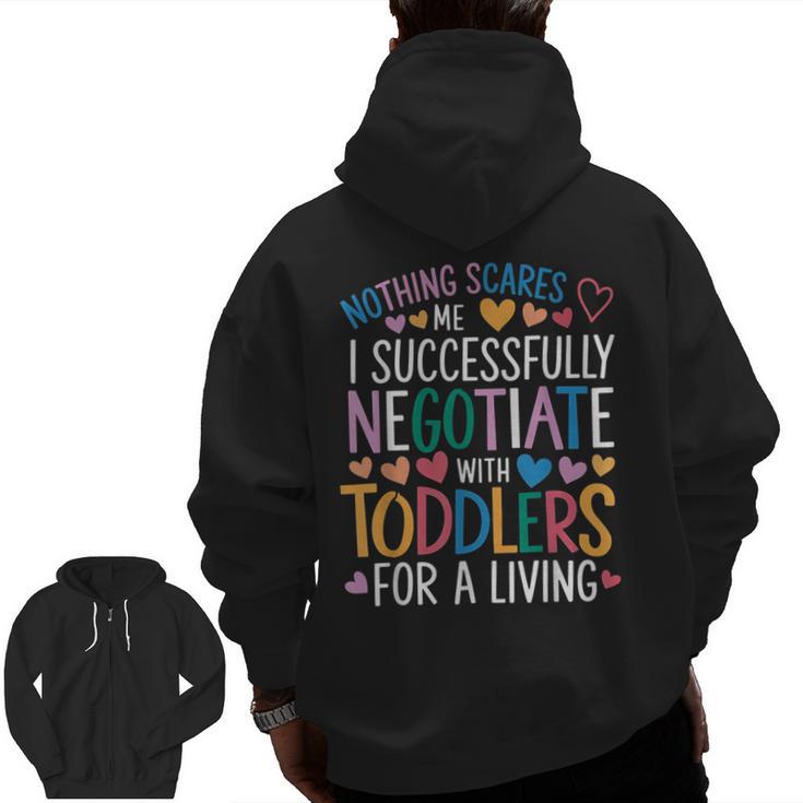 Childcare Teacher Negotiate With Toddlers Daycare Provider Men Zip Up Hoodie Back Print