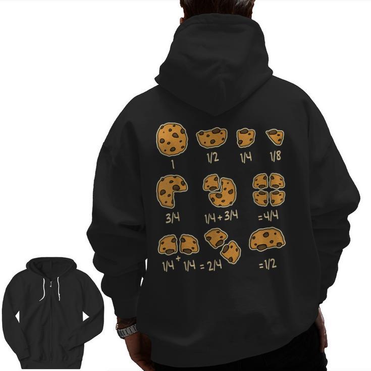 Chocolate Cookie Quick Math Fraction Math Teachers For Men Women Girls Kids Men Zip Up Hoodie Back Print