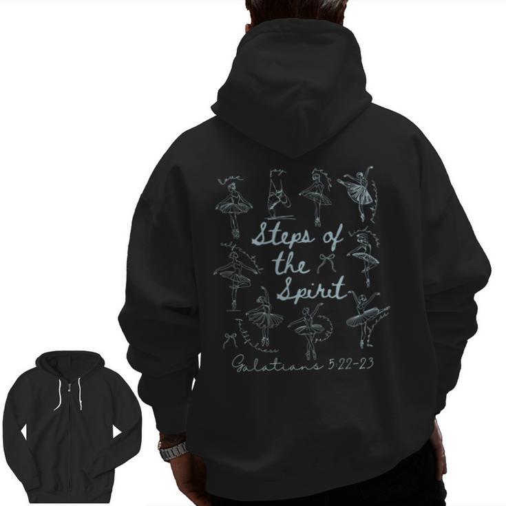 Christian Steps Of Spirit Bible Verse Ballet Dancer Teacher Men Zip Up Hoodie Back Print