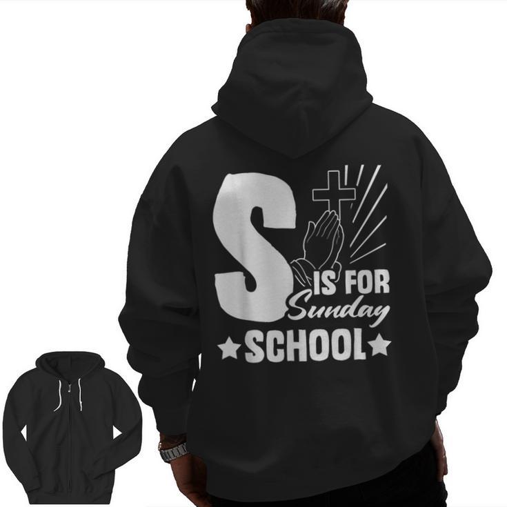 Christian Teacher S Is For Sunday School Essentials Men Zip Up Hoodie Back Print