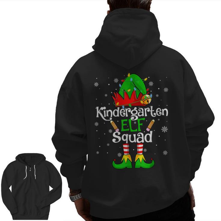 Christmas Kindergarten Elf Squad Teacher Student Men Zip Up Hoodie Back Print