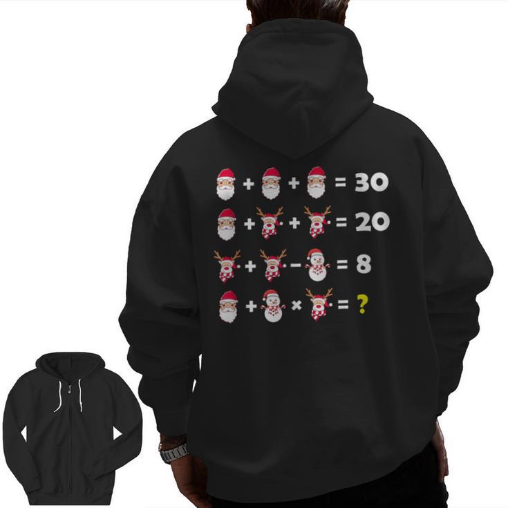 Christmas Math Quiz Teacher Equation Math Teacher Men Zip Up Hoodie Back Print
