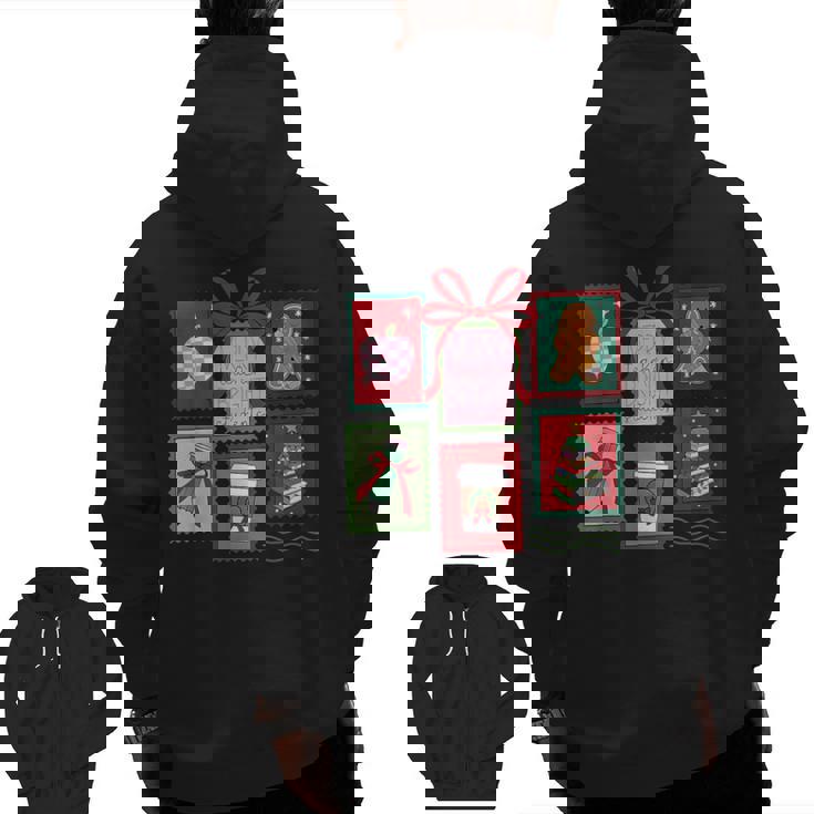 Christmas Teacher Stamps Men Zip Up Hoodie Back Print