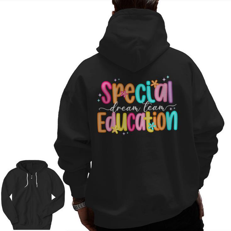 Color Special Education Squad Groovy Dream Team SPED Teacher Men Zip Up Hoodie Back Print