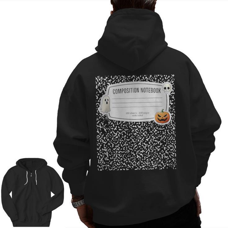 Composition Notebook Costume Adult Halloween For Teacher Men Zip Up Hoodie Back Print, trending gift