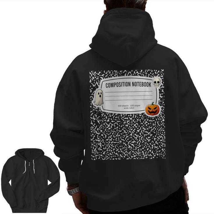 Composition Notebook Costume Adult Halloween For Teachers Men Zip Up Hoodie Back Print