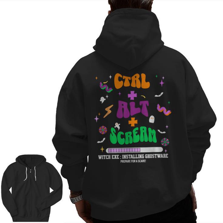 Computer Teacher Spooky Halloween Technology STEM Engineer Men Zip Up Hoodie Back Print