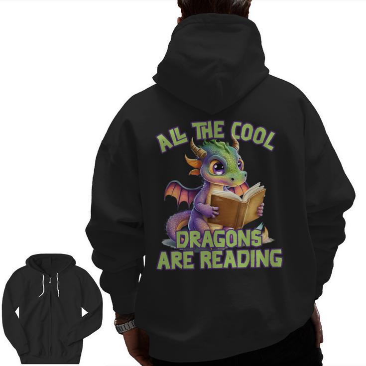 All The Cool Dragons Are Reading Dragon Teacher Men Zip Up Hoodie Back Print