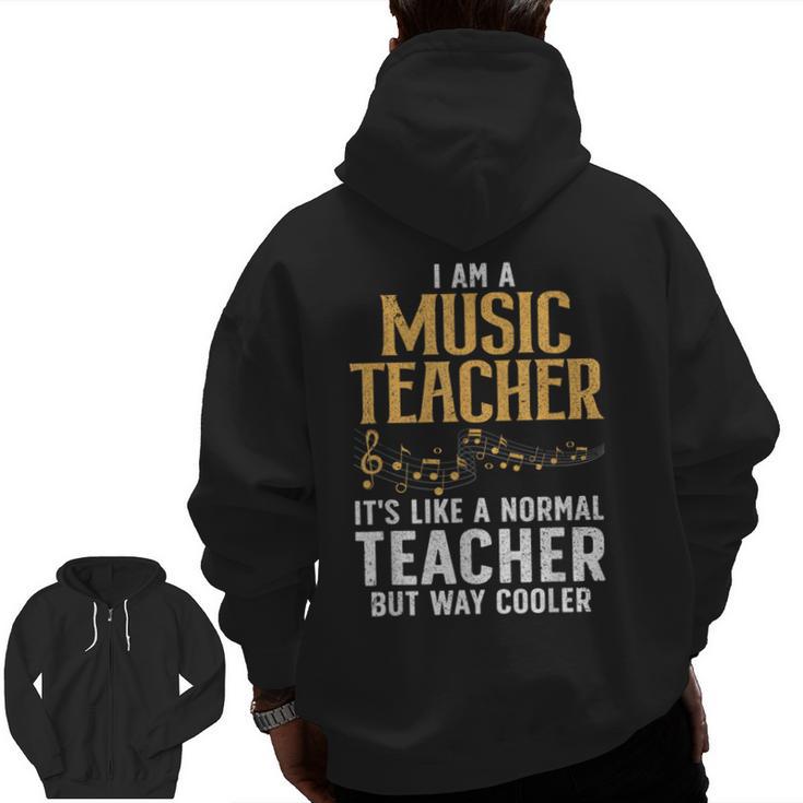 Cool Music Teacher Art For Men Women School Orchestra Coach Men Zip Up Hoodie Back Print