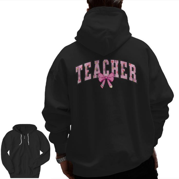 Coquette Bow Back To School First Day Teacher Men Zip Up Hoodie Back Print
