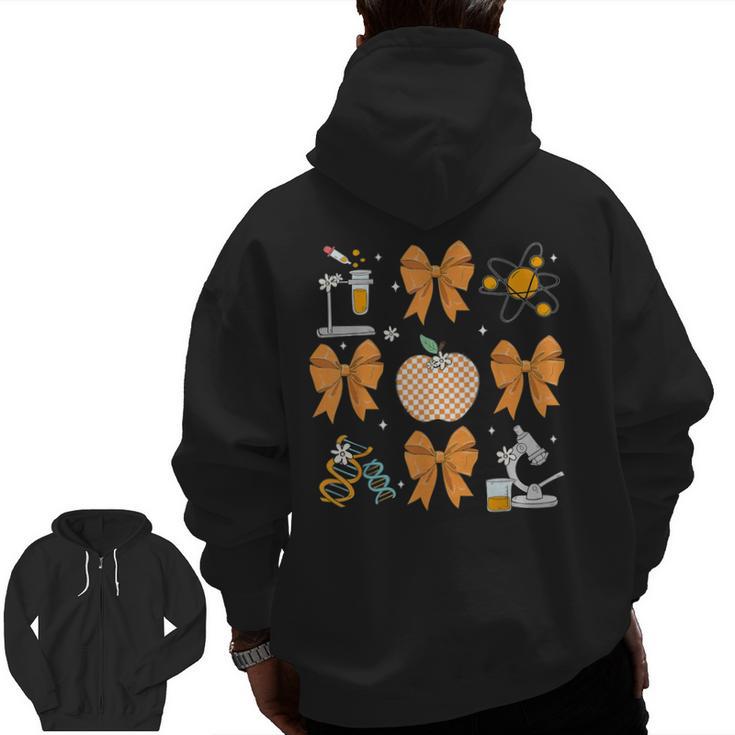 Coquette Bow Fall Science Teacher Stem Teacher Thanksgiving Men Zip Up Hoodie Back Print