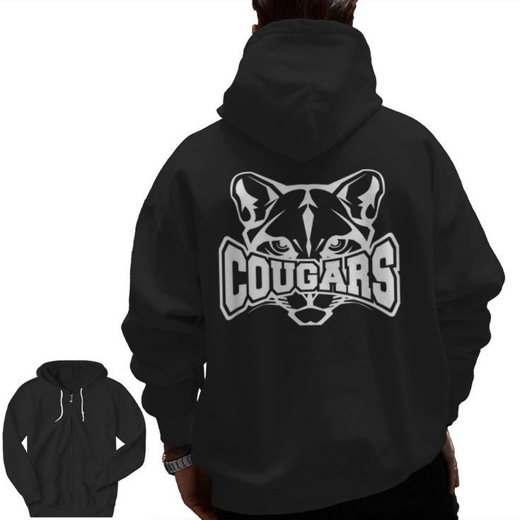 Cougars Teacher Student School Sports Fan Team Spirit Men Zip Up Hoodie Back Print