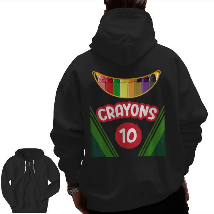 Crayon Box Fun Teacher Student Crayon Squad Halloween 2022 Men Zip Up Hoodie Back Print