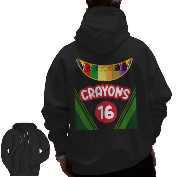 Crayon Box Fun Teacher Student Crayon Squad Halloween 2023 Men Zip Up Hoodie Back Print