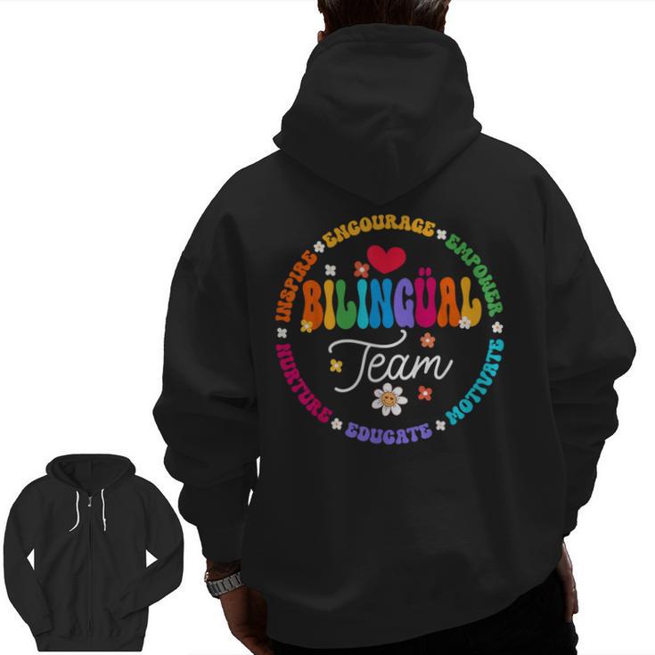 Cultivando Bilingues Dual Language Bilingual Team Teacher Men Zip Up Hoodie Back Print