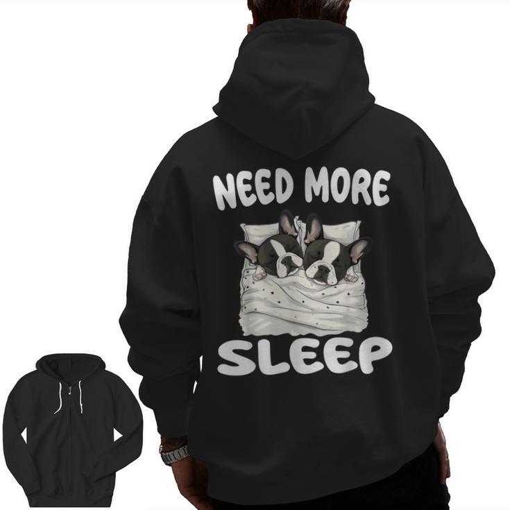 Cute Boston Terrier Need More Sleep Pajamas Nightgown Men Zip Up Hoodie Back Print