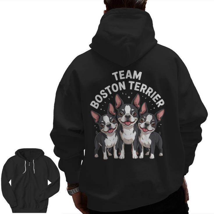 Cute Cartoon For Dog Owners Pet Team Boston Terrier Men Zip Up Hoodie Back Print