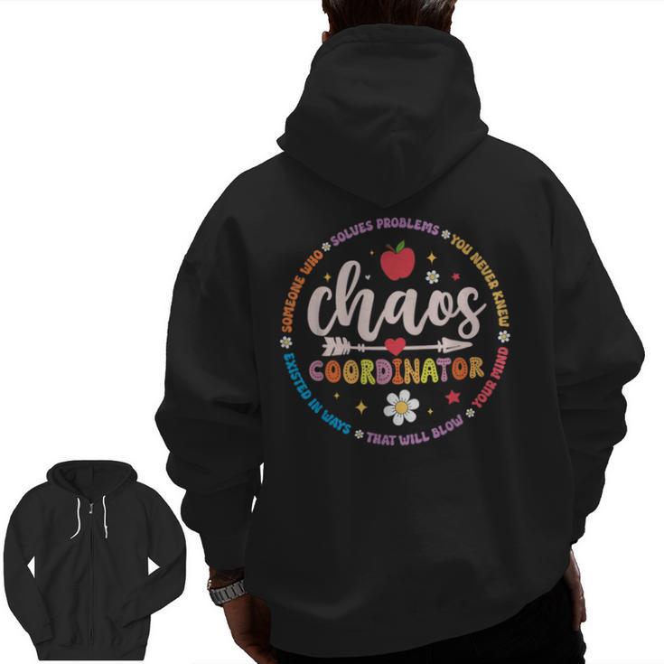 Cute Chaos Coordinator Teacher First Day Of School Men Zip Up Hoodie Back Print