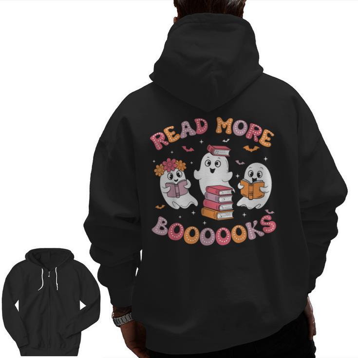Cute Ghost Book Read More Books Teachers Halloween Men Zip Up Hoodie Back Print