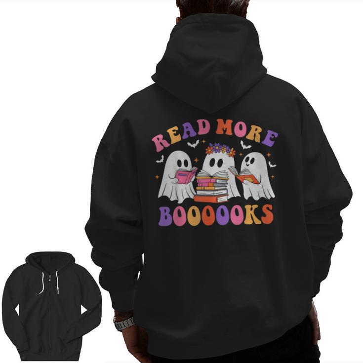 Cute Ghost Read More Books Lover Teacher Halloween Costume Men Zip Up Hoodie Back Print