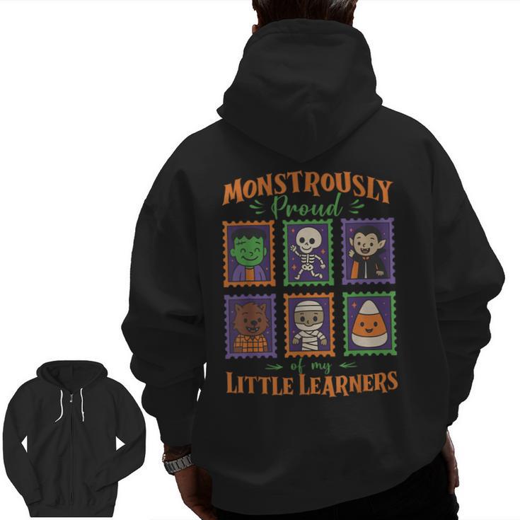 Cute Halloween Teacher Men Zip Up Hoodie Back Print