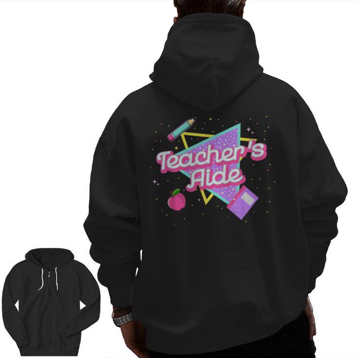 Cute Teacher's Aide Shirt 80's 90's Back To School For Men Women Men Zip Up Hoodie Back Print