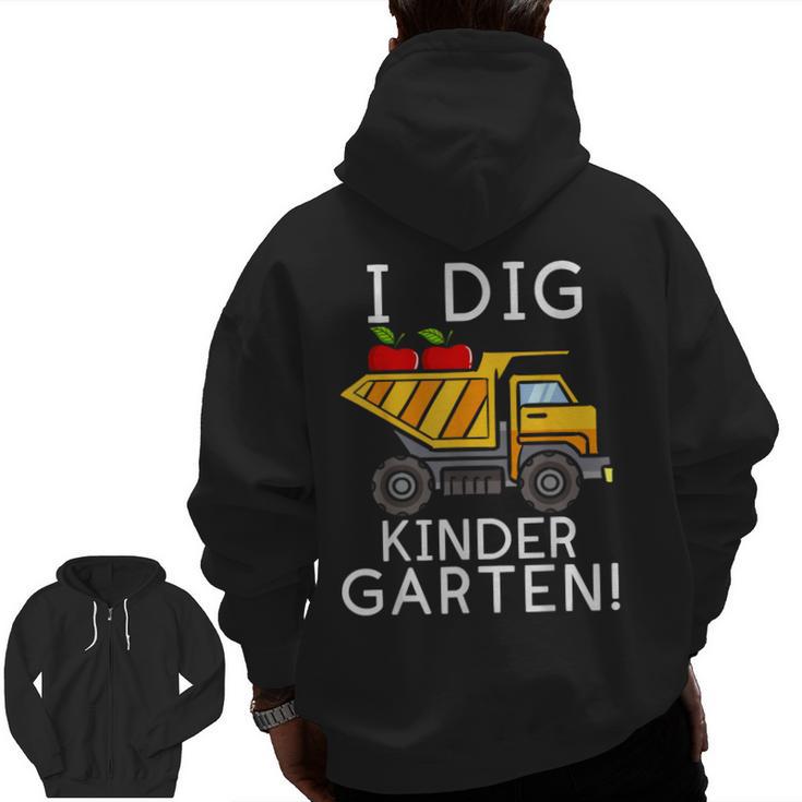 I Dig Kindergarten Student Teacher Construction First Day Men Zip Up Hoodie Back Print