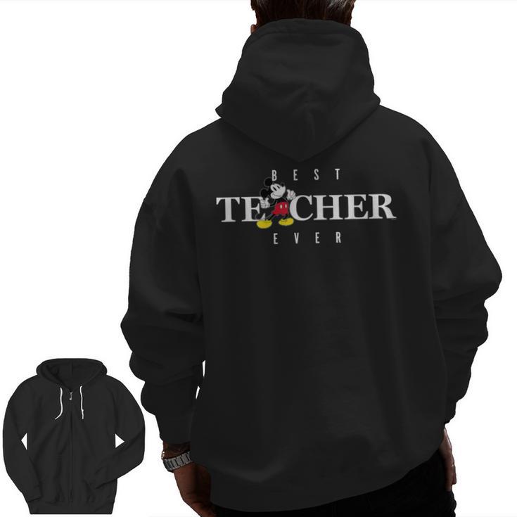 Disney Mickey Mouse Thumbs Up Best Teacher Ever Teacher Men Zip Up Hoodie Back Print