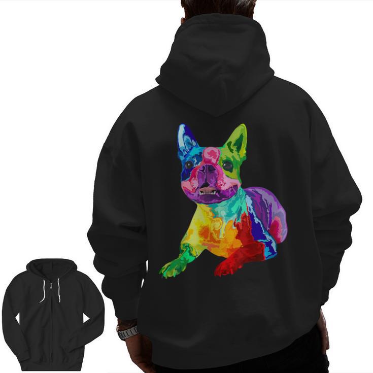 Dog Lover Boston Terrier Dog Colorful Boston Terrier Men Women Kids Men Zip Up Hoodie Back Print
