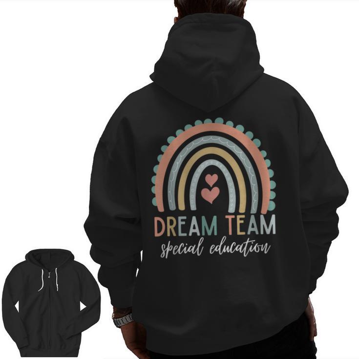 Dream Team Special Education Teacher ED SPED Squad Rainbow Men Zip Up Hoodie Back Print