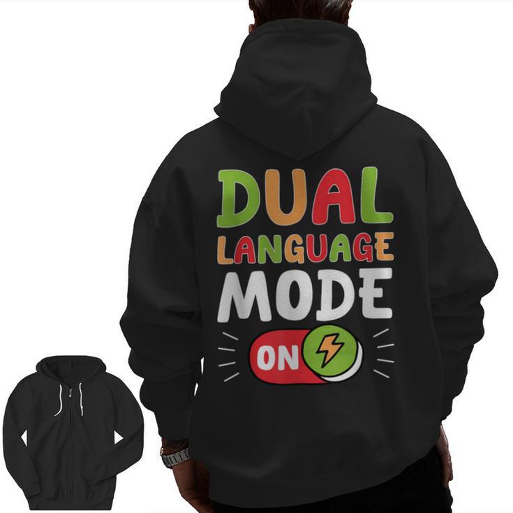 Dual Language Teacher Bilingual Teacher Men Zip Up Hoodie Back Print
