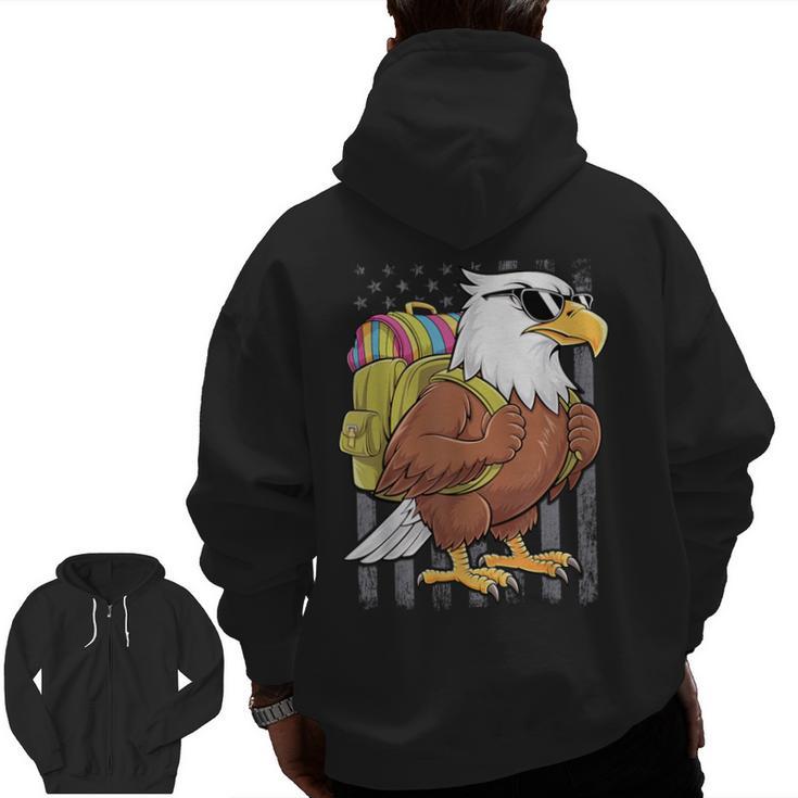 Eagle First Day Of School Teacher Back To School Eagle Men Zip Up Hoodie Back Print
